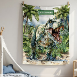 Wild Dinosaur Blanket Gepersonaliseerde Aangepaste Fleece Deken