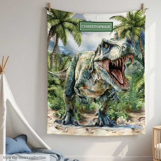 Wild Dinosaur Blanket Gepersonaliseerde Aangepaste Fleece Deken