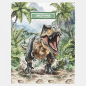 Wild Dinosaur Deken Custom Boy Naam Gift (Voorkant)