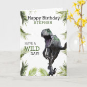 Wild Dinosaur Jurassic Raptor Birthday Kaart (Gele Bloem)