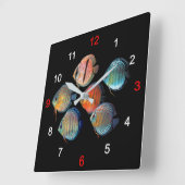 Wild Discus fish Vierkante Klok (Hoek)