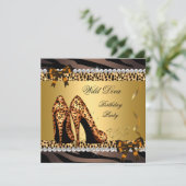 Wild Diva Leopard Zebra Hi Heels Birthday Party 2 Kaart (Staand voorkant)