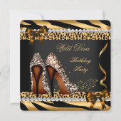 Wild Diva Leopard Zebra Hi Heels Birthday Party 3a Kaart (Voorkant)