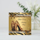 Wild Diva Leopard Zebra Hi Heels Birthday Party 4 Kaart (Staand voorkant)