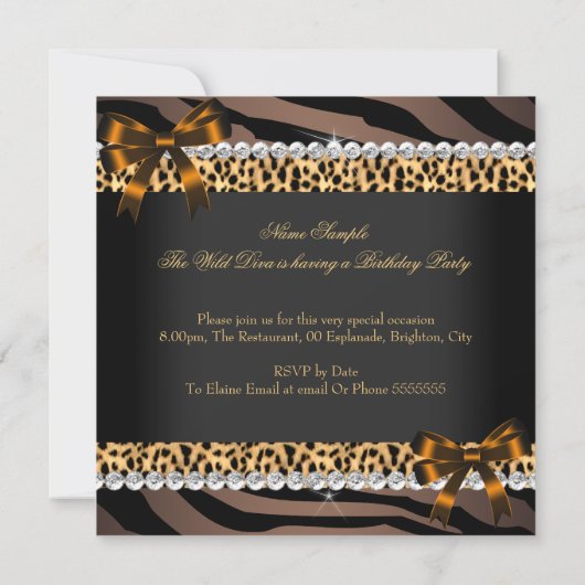 Wild Diva Leopard Zebra op hoog niveau - Birthday Kaart (Achterkant)