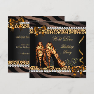 Wild Diva Leopard Zebra op hoog niveau - Birthday  Kaart