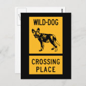 Wild Dog Crossing Place, Sign, Zimbabwe Briefkaart (Voorkant / Achterkant)