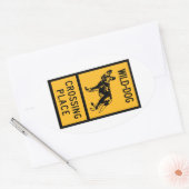 Wild Dog Crossing Place, Sign, Zimbabwe Ovale Sticker (Envelop)