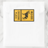 Wild Dog Crossing Place, Sign, Zimbabwe Ovale Sticker (Tas)