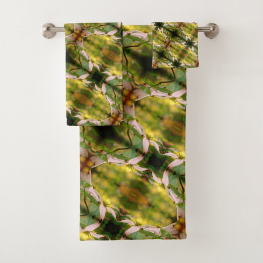 Wild Dogwood Flower Blossom Abstract Patroon Bad Handdoek (Insitu)
