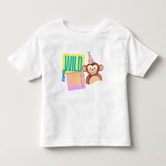 Wild & Drie 3e Verjaardag Aap T-shirt (Voorkant)