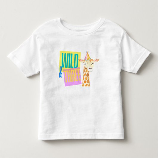 Wild & Drie 3e Verjaardag Giraffe T-shirt (Voorkant)