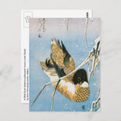 Wild Duck Swimming Snow Laden Reeds door Hiroshige Briefkaart (Voorkant / Achterkant)