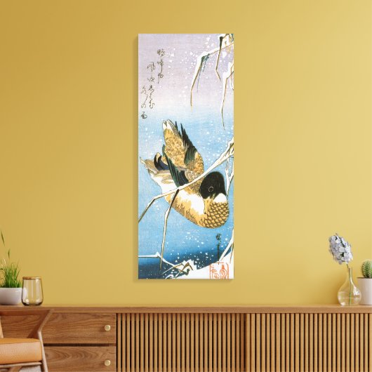Wild Duck Swimming Snow Laden Reeds door Hiroshige Canvas Afdruk (Insitu (Woonkamer))
