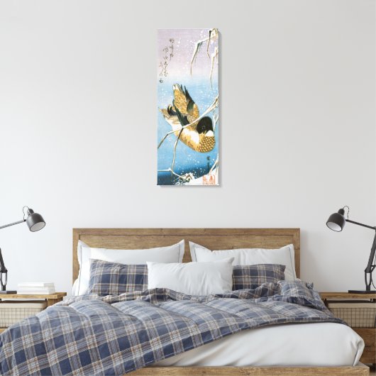 Wild Duck Swimming Snow Laden Reeds door Hiroshige Canvas Afdruk (Insitu (Slaapkamer))