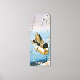 Wild Duck Swimming Snow Laden Reeds door Hiroshige Canvas Afdruk
