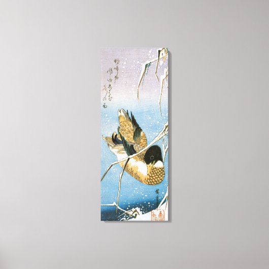 Wild Duck Swimming Snow Laden Reeds door Hiroshige Canvas Afdruk (Voorkant)