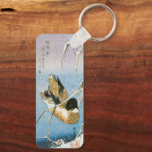 Wild Duck Swimming Snow Laden Reeds door Hiroshige Sleutelhanger (Achterkant)