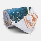 Wild Duck Swimming Snow Laden Reeds door Hiroshige Stropdas (Opgerold)