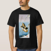 Wild Duck Swimming Snow Laden Reeds door Hiroshige T-shirt (Voorkant)