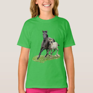 Wild Dulmen Horse Mare Cute Foal Gallop - groen T-shirt