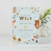 Wild Dusky Blue Woodland Animals Baby shower Kaart (Staand voorkant)