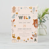 Wild Dusky Blush Woodland Animals Baby shower Kaart (Staand voorkant)