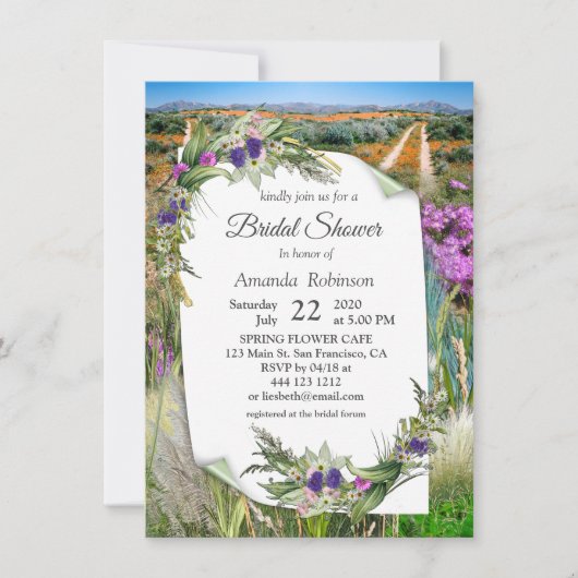 Wild Eco-vriendelijke lente bloemen uitnodiging (Voorkant)