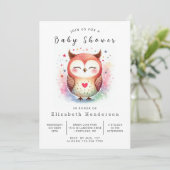 Wild Editable Owl Baby shower Kaart (Staand voorkant)