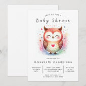 Wild Editable Owl Baby shower Kaart (Voorkant / Achterkant)