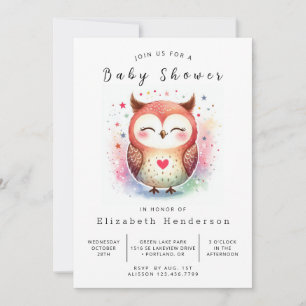 Wild Editable Owl Baby shower Kaart