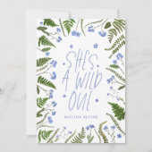 Wild een 1e verjaardag blauwe bloemenvaren botanis kaart (Voorkant)