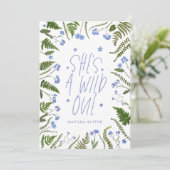 Wild een 1e verjaardag blauwe bloemenvaren botanis kaart (Staand voorkant)