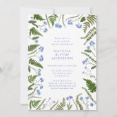 Wild een 1e verjaardag blauwe bloemenvaren botanis kaart (Achterkant)