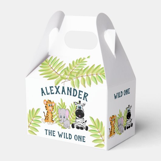 Wild Een 1e Verjaardag Dieren Dank u Bedankdoosjes (Voorkant Zijde)