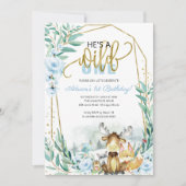 Wild Een 1e Verjaardag Groen Bos Uitnodiging (Voorkant)