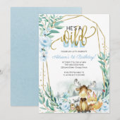 Wild Een 1e Verjaardag Groen Bos Uitnodiging (Voorkant / Achterkant)