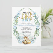 Wild Een 1e Verjaardag Groen Woodland Kaart (Staand voorkant)