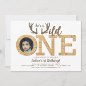 Wild Een 1e Verjaardag Jongen Foto Kaart (Voorkant)