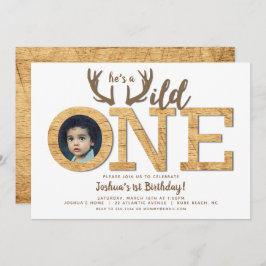 Wild Een 1e Verjaardag Jongen Foto Kaart