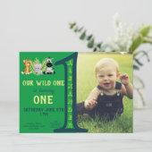 Wild Een 1e Verjaardag Jongen Foto Kaart (Staand voorkant)