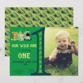 Wild Een 1e Verjaardag Jongen Foto Kaart (Voorkant / Achterkant)