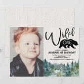 Wild een 1e verjaardag jongen rustieke buitenfoto kaart (Voorkant / Achterkant)