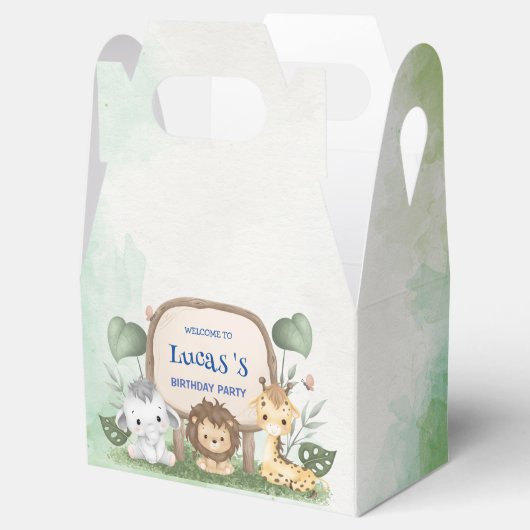 wild een 1e verjaardag oerwoud safari Verjaardagsf Bedankdoosjes (Geopend)