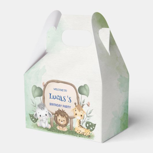 wild een 1e verjaardag oerwoud safari Verjaardagsf Bedankdoosjes (Voorkant Zijde)