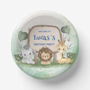 wild een 1e verjaardag oerwoud safari Verjaardagsf Papieren Kommen