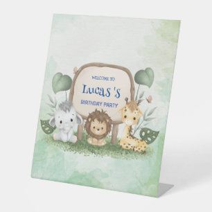 wild een 1e verjaardag oerwoud safari Verjaardagsf Reclamebord Met Voetstuk