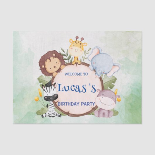 wild een 1e verjaardag oerwoud safari Verjaardagsf Tissuepapier (Voorkant)