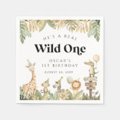 Wild Een 1e Verjaardag Papier Servet Safari Dieren (Voorkant)