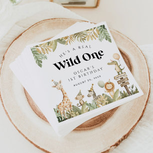 Wild Een 1e Verjaardag Papier Servet Safari Dieren